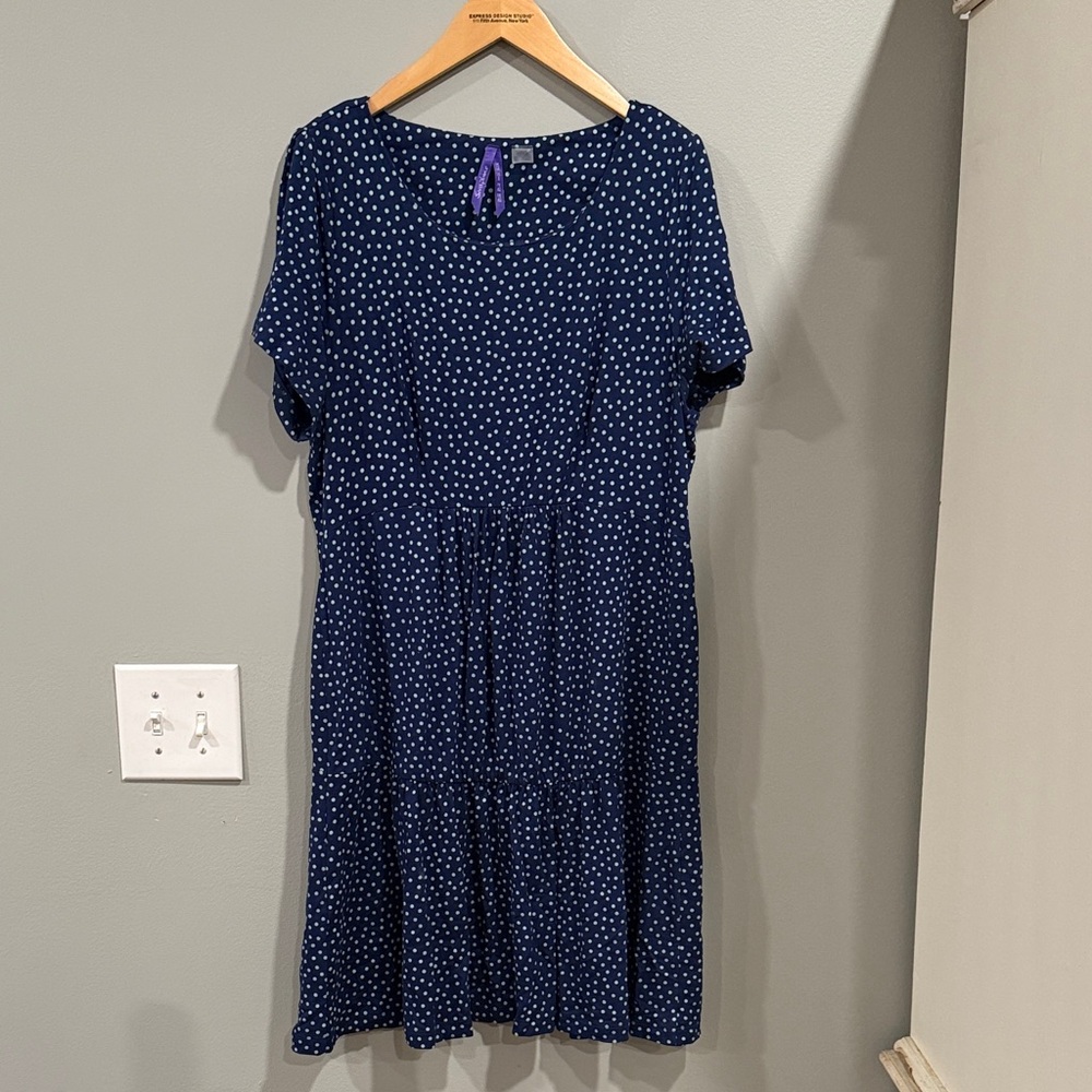 Seraphine Dark blue with light blue polka dot maternity Dress